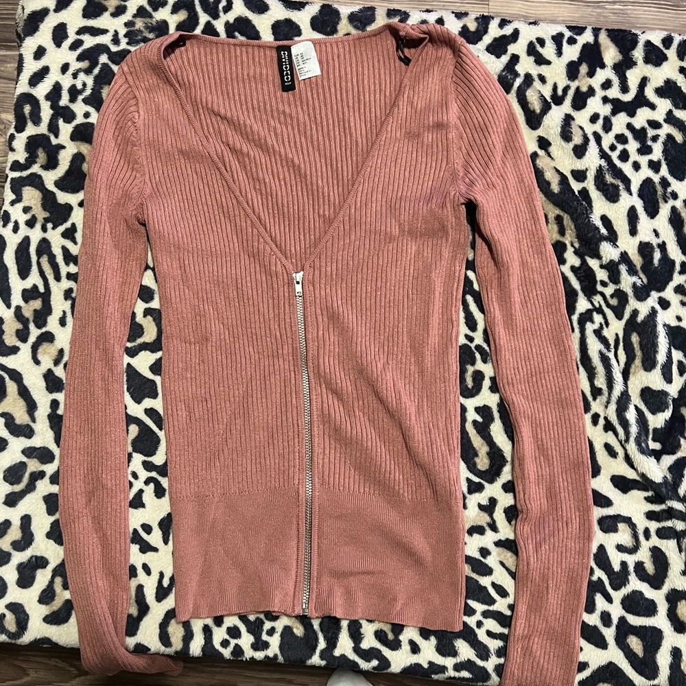 Pink zip up sweater